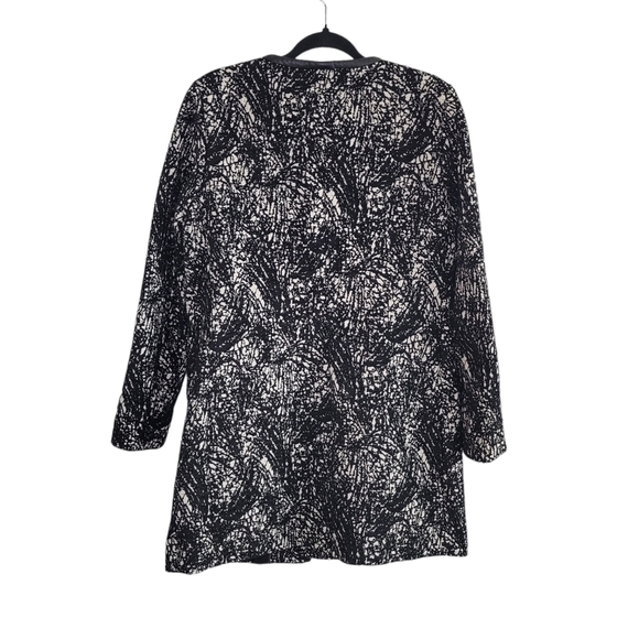 T Tahari Women's Black & White Knit Tweed Midweight Snap-Up Dressy Coat Size L - Picture 6 of 8